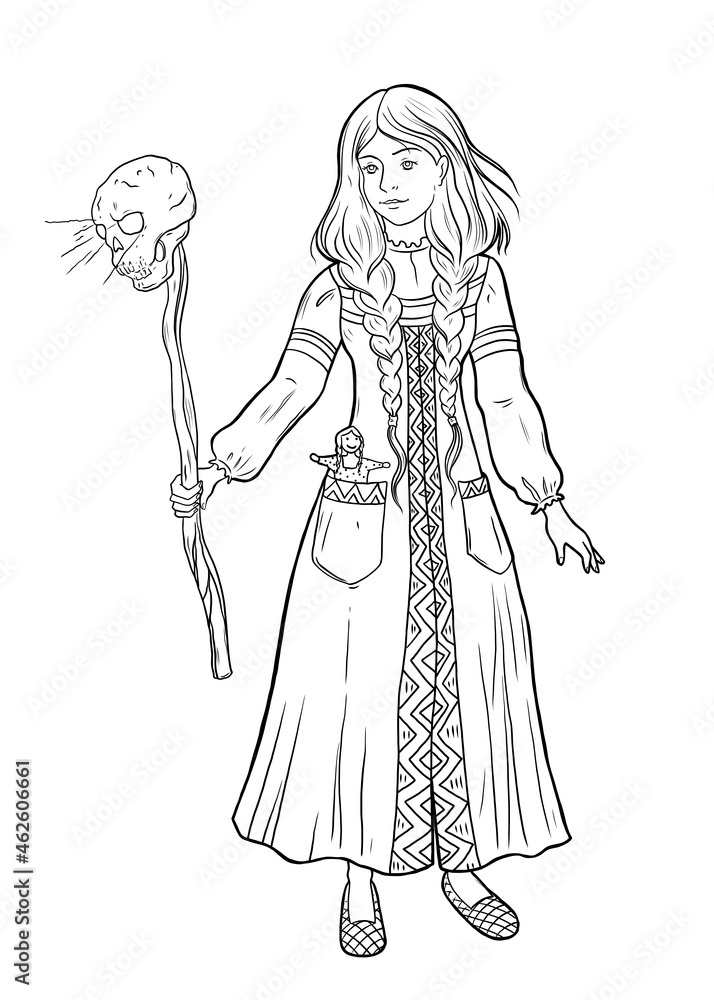 Vasilisa the Brave. Fairytale character design. Vector illustration