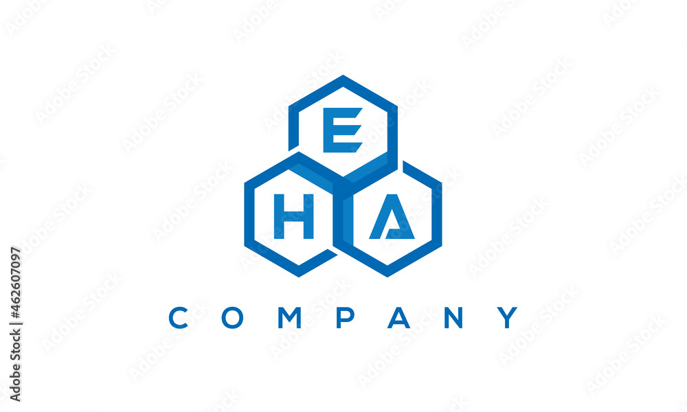 EHA three letters creative polygon hexagon logo EHA three letters creative polygon hexagon logo