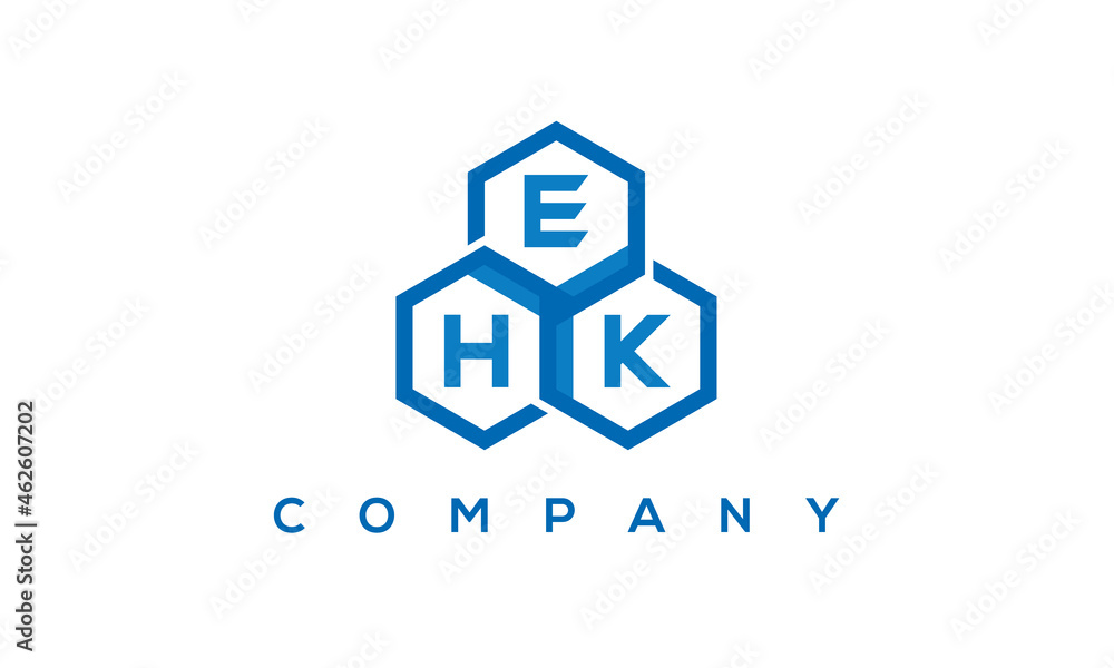 EHK three letters creative polygon hexagon logo EHK three letters creative polygon hexagon logo