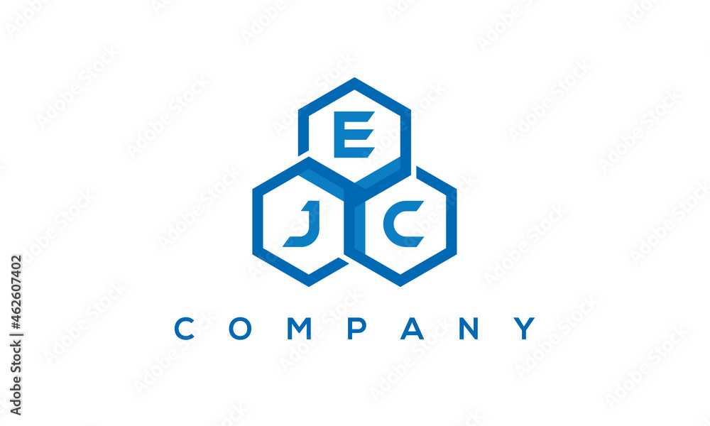 EJC three letters creative polygon hexagon logo	
