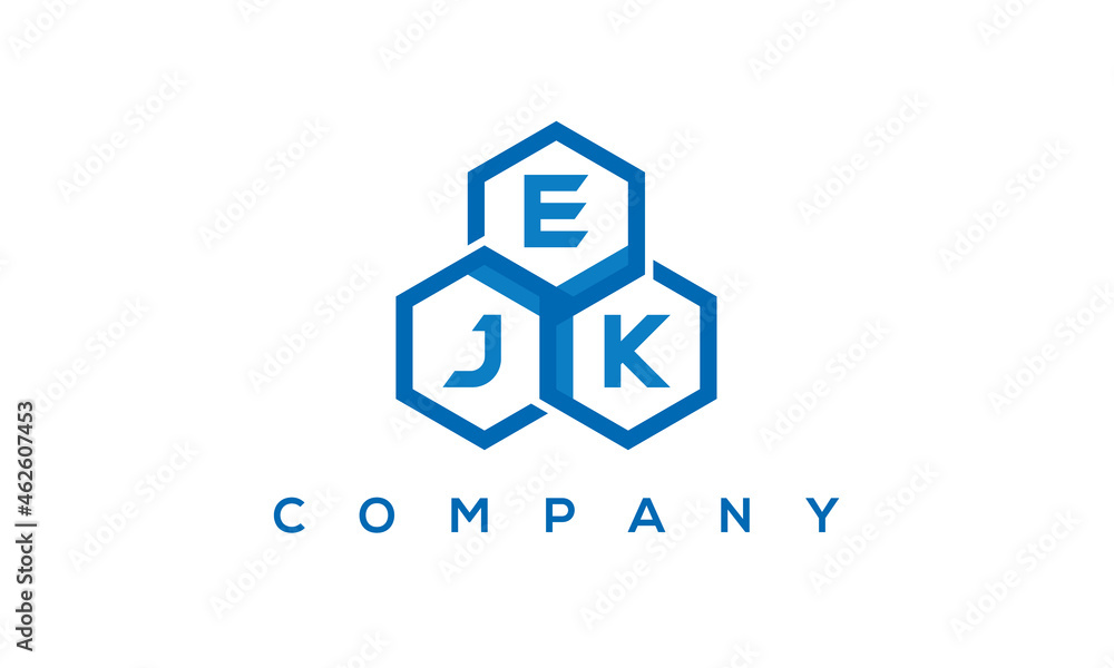 EJK three letters creative polygon hexagon logo	