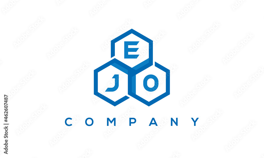 EJO three letters creative polygon hexagon logo	