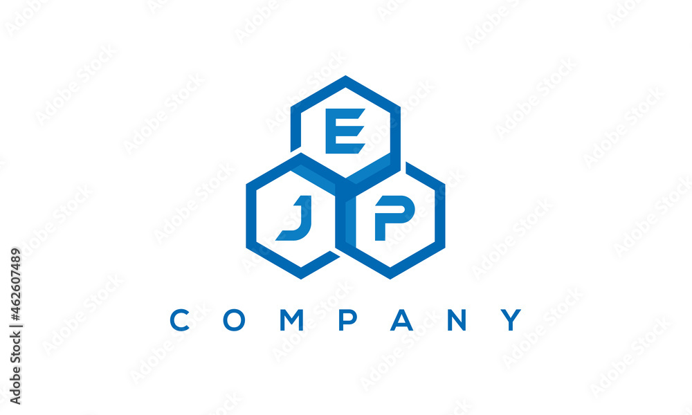 EJP three letters creative polygon hexagon logo	