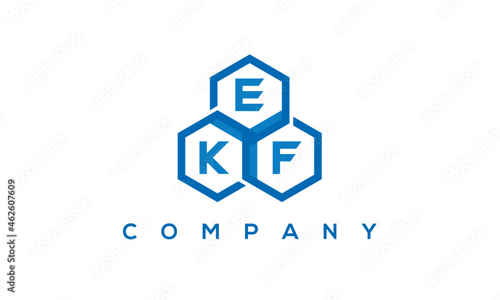 EKF three letters creative polygon hexagon logo	