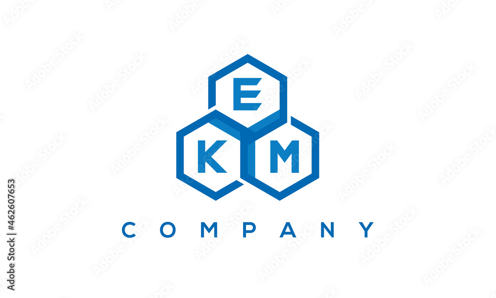 EKM three letters creative polygon hexagon logo	