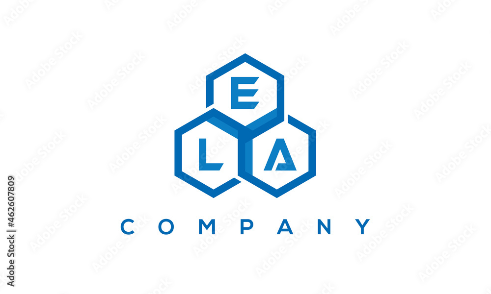 ELA three letters creative polygon hexagon logo	