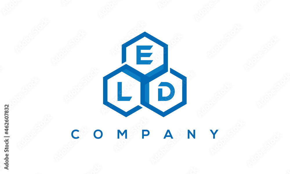 ELD three letters creative polygon hexagon logo	