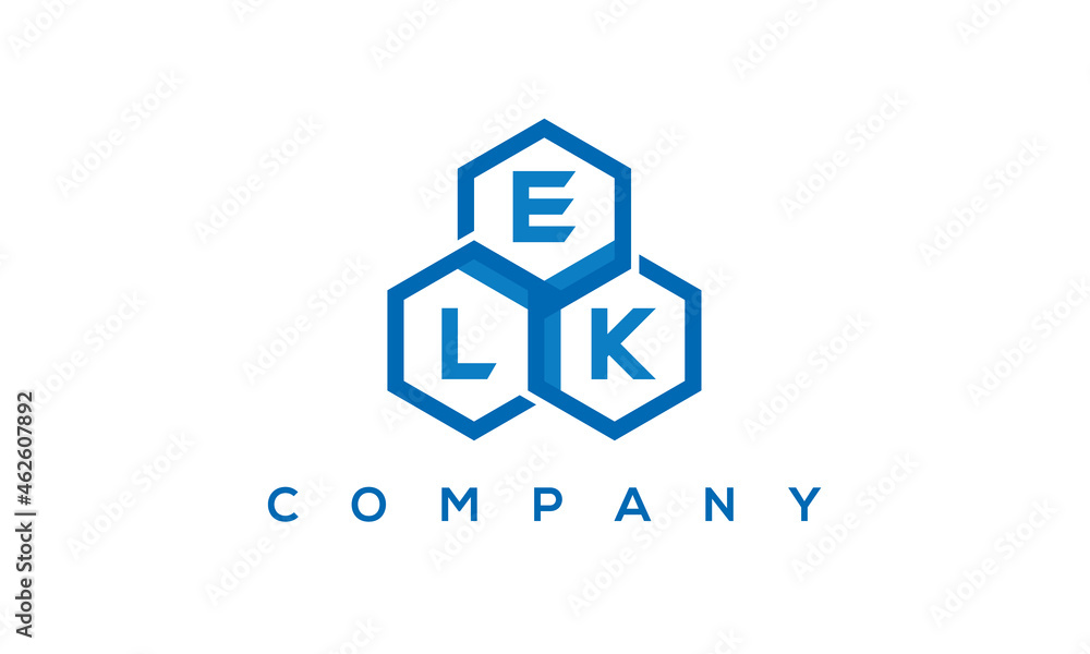 ELK three letters creative polygon hexagon logo ELK three letters creative polygon hexagon logo