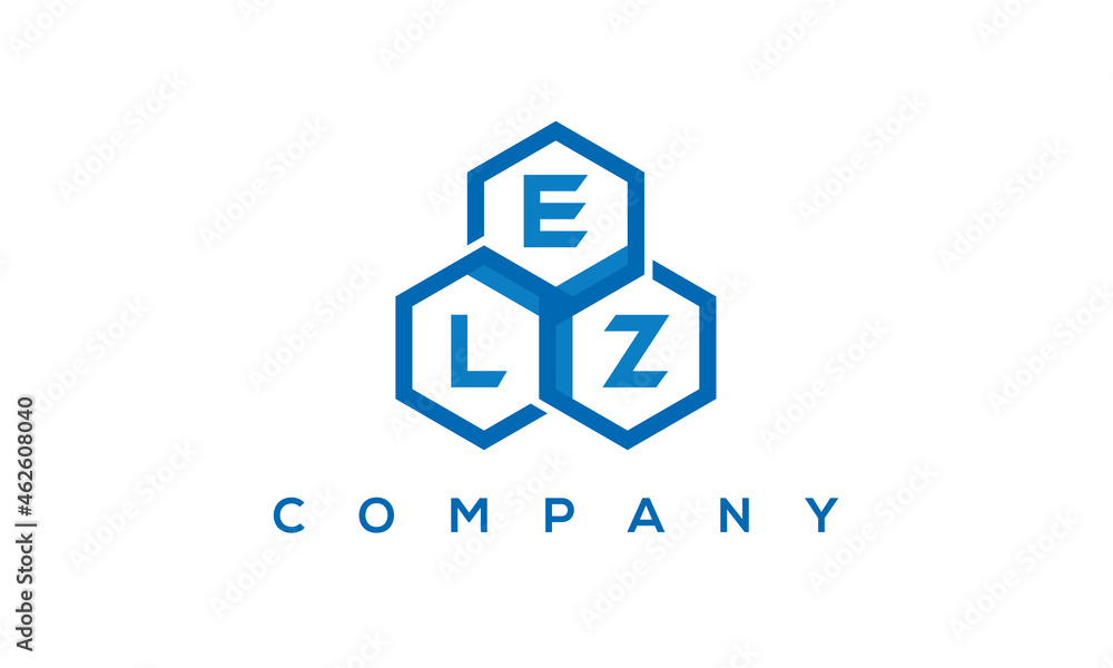 ELZ three letters creative polygon hexagon logo	