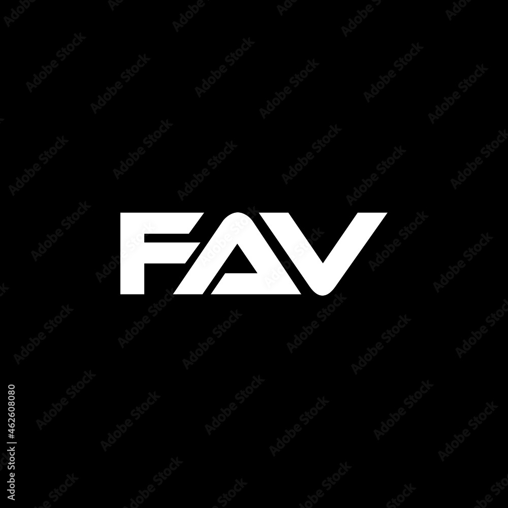 FAV letter logo design with black background in illustrator, vector logo modern alphabet font overlap style. calligraphy designs for logo, Poster, Invitation, etc.