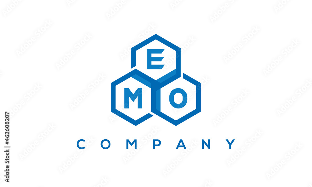 EMO three letters creative polygon hexagon logo EMO three letters creative polygon hexagon logo