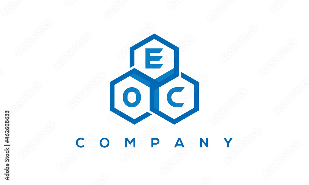 EOC three letters creative polygon hexagon logo	