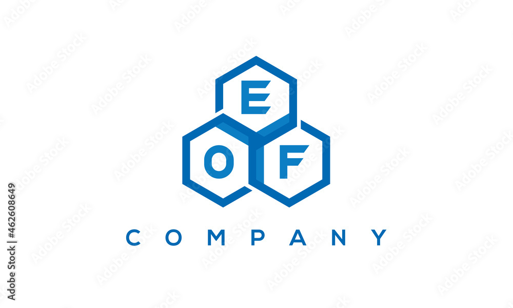 EOF three letters creative polygon hexagon logo	