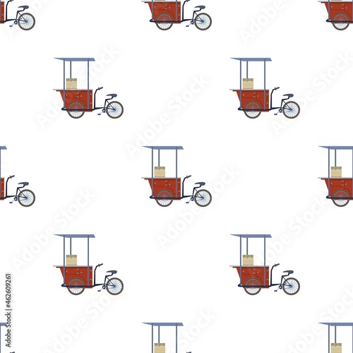 Tricycle trade cart pattern seamless background texture repeat wallpaper geometric vector photo