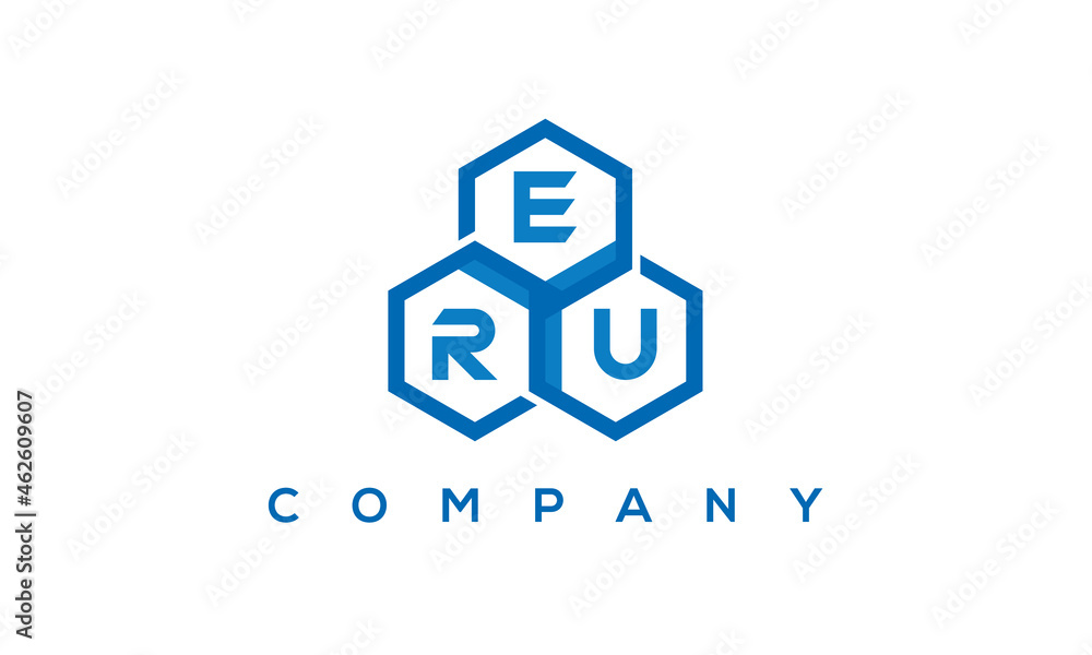 ERU three letters creative polygon hexagon logo