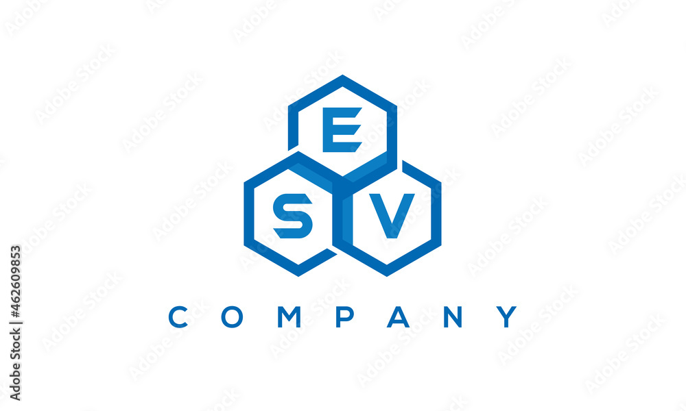 ESV three letters creative polygon hexagon logo