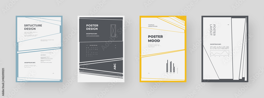 Abstract set Placards, Posters, Flyers, Banner Designs, Blank, Document. Colorful illustration on vertical A4 format. Original geometric shapes composition. Decorative minimal backdrop. Abstract set Placards, Posters, Flyers, Banner Designs, Blank, Document. Colorful illustration on vertical A4 format. Original geometric shapes composition. Decorative minimal backdrop.