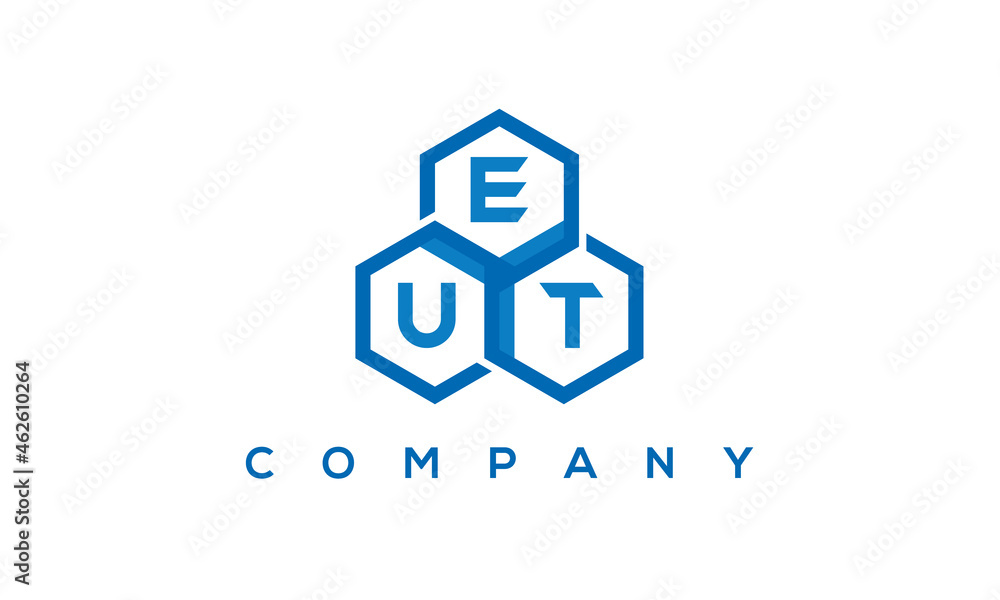 EUT three letters creative polygon hexagon logo