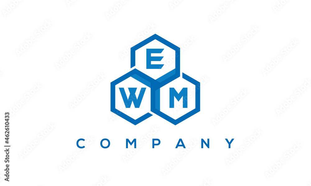 EWM three letters creative polygon hexagon logo