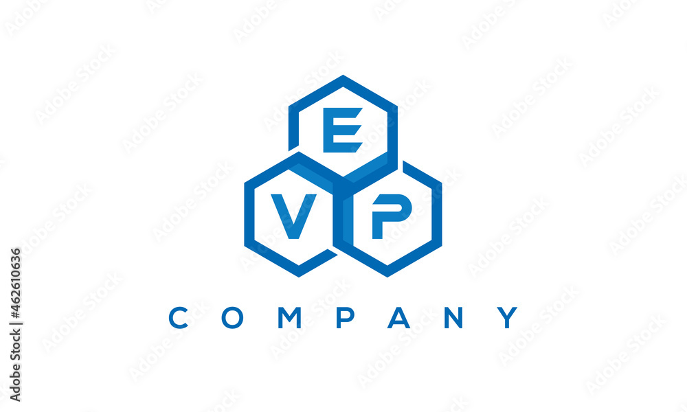 EVP three letters creative polygon hexagon logo EVP three letters creative polygon hexagon logo