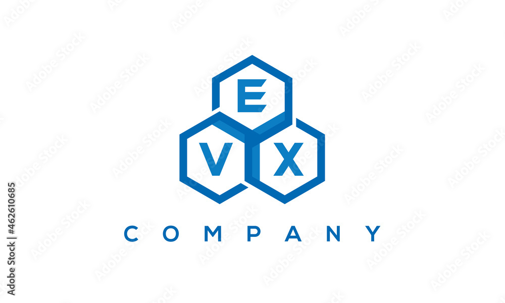EVX three letters creative polygon hexagon logo EVX three letters creative polygon hexagon logo