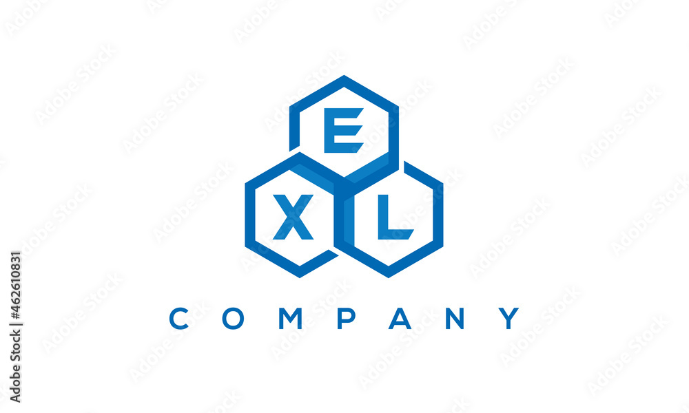 EXL three letters creative polygon hexagon logo EXL three letters creative polygon hexagon logo