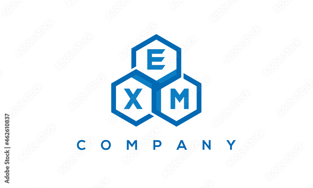 EXM three letters creative polygon hexagon logo