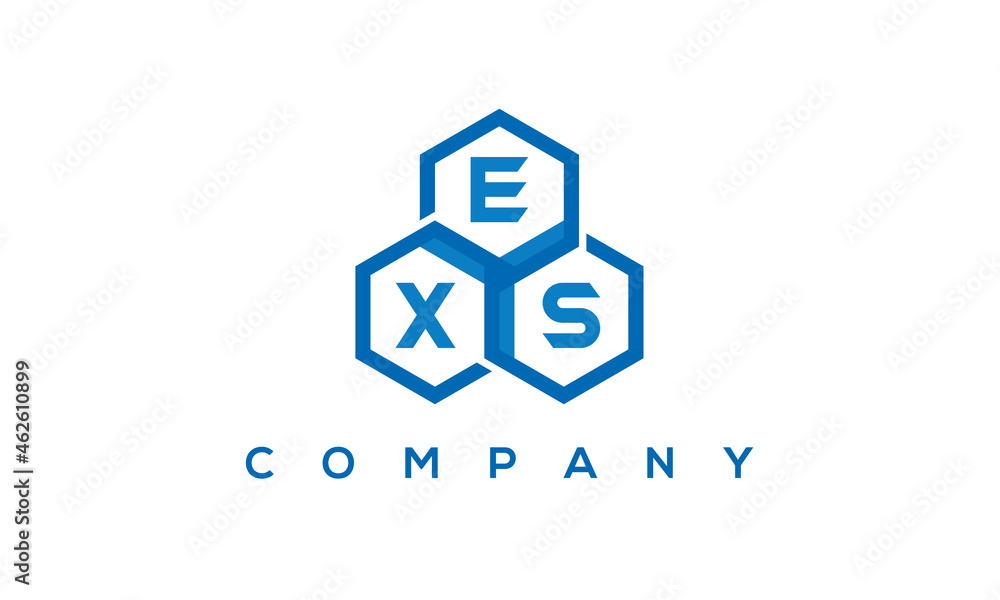 EXS three letters creative polygon hexagon logo