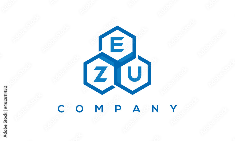 EZU three letters creative polygon hexagon logo