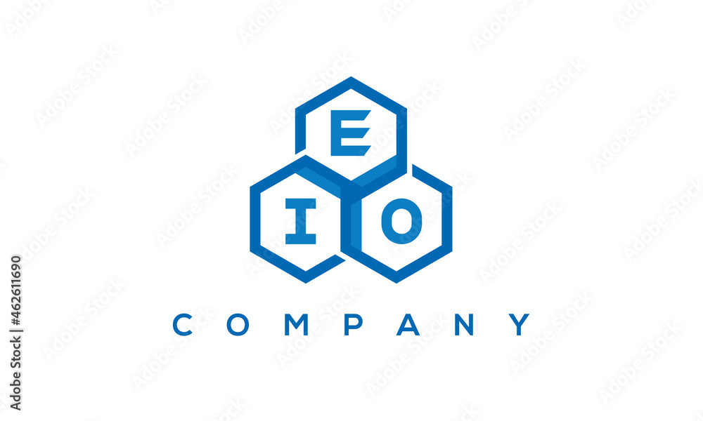 EIO three letters creative polygon hexagon logo
