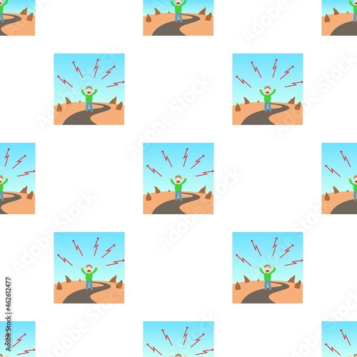 Agoraphobia concept. Cartoon illustration of a man suffering from the fear of open space