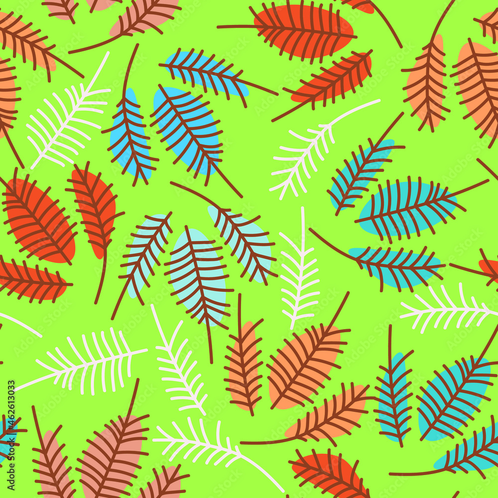 Seamless pattern with hand drawn leaves. Autumn design