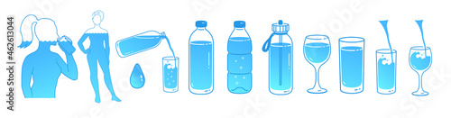Vector illustration set of water balance concept