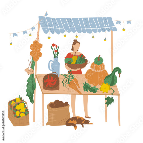 Stall counters  food market eco farm products 