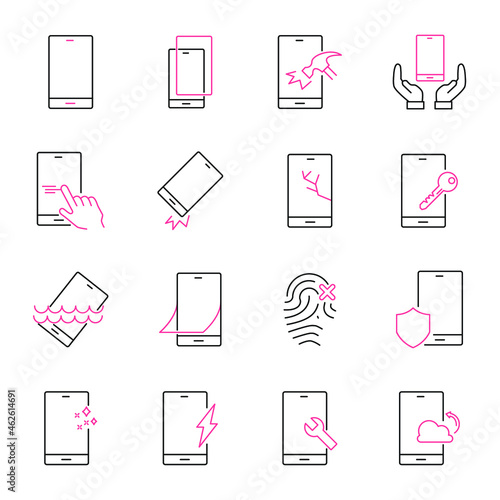 Smartphone Protection icons set. Smartphone Protection pack symbol vector elements for infographic web