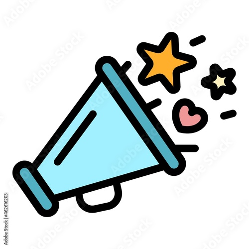 Loyalty megaphone icon. Outline loyalty megaphone vector icon color flat isolated