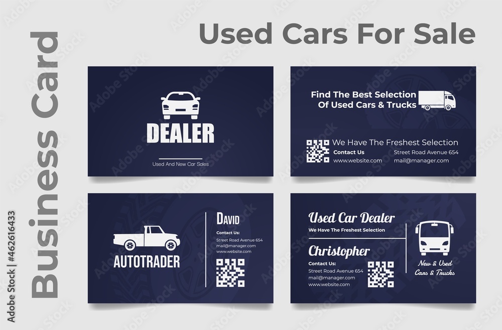 Obraz premium Collection business card of autodealer with contacts for communications and place for text vector