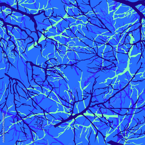 Seamless pattern of tree branches on a light background.