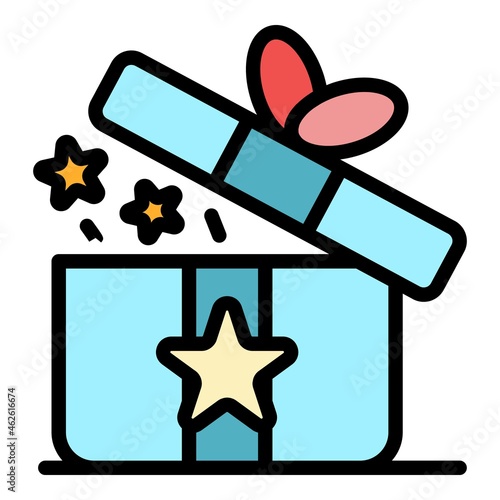 Loyalty gift box icon. Outline loyalty gift box vector icon color flat isolated