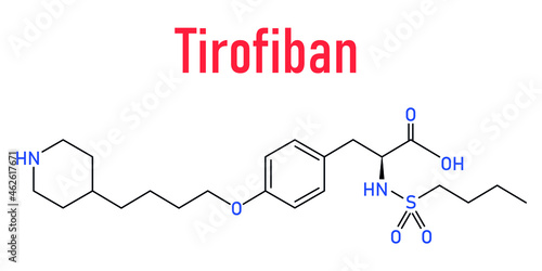 Tirofiban anticoagulant drug molecule. Skeletal formula.