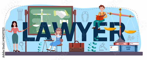 Lawyer typographic header. Punishment and judgement education