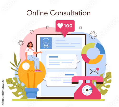 Consultant online service or platform. Specialist making research