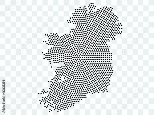 Abstract black map of Ireland - planet dots planet, isolated on transparent background.Vector eps 10