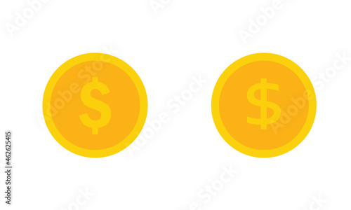 Dollar gold coin symbol with dollar icon