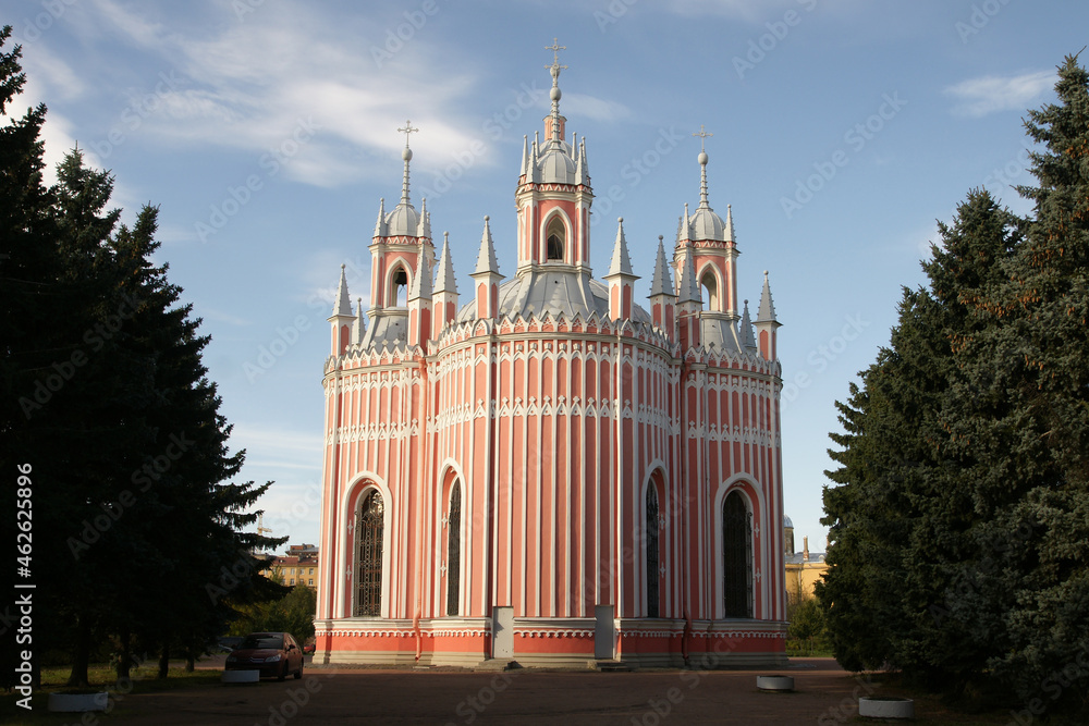 Russia. Saint-Petersburg. View of the Orthodox church of the Chesma Church.