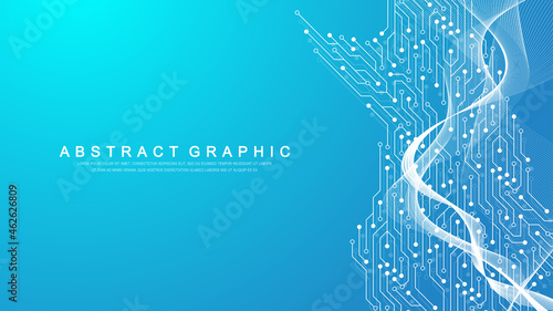 Motherboard vector background with circuit board electronic elements. Electronic texture for computer technology, engineering concept. Motherboard computer generated abstract illustration
