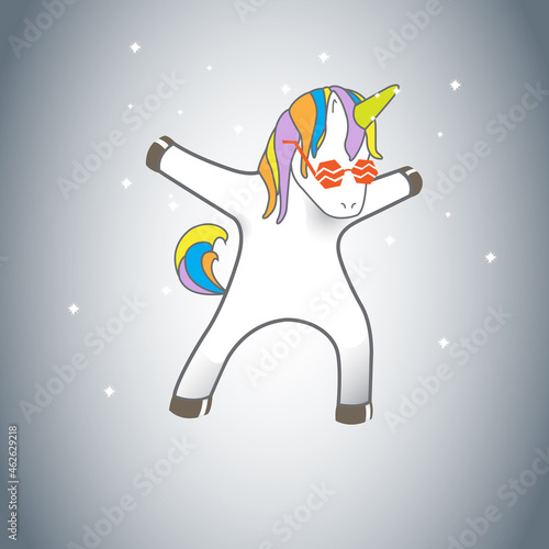 Unicorn isolated on background. Unicorn for poster and wallpaper. Cute unicorn for mobile phone decoration, app, print material and greeting card. Unicorn vector illustration