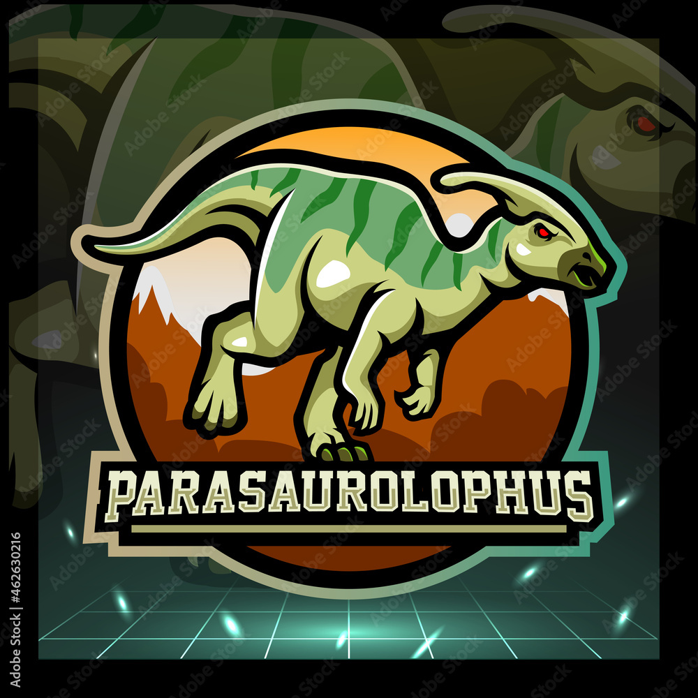Parasaurolophus mascot. esport logo design