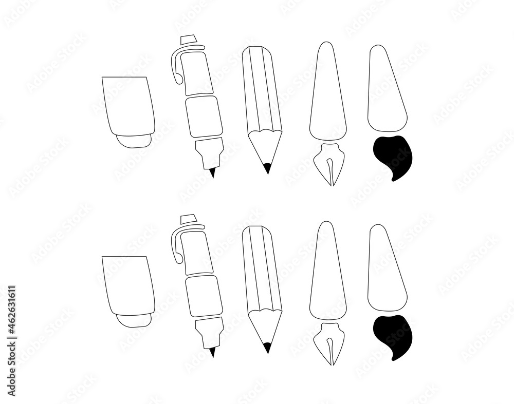 Obraz premium lineart illustration of drawing tools, simple lineart design of painting tools