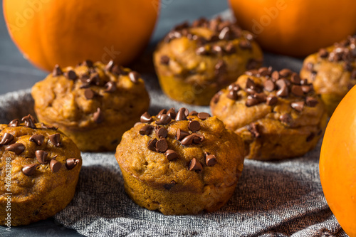 Healthy Homemade Chocolate Chip Pumpkin Muffins